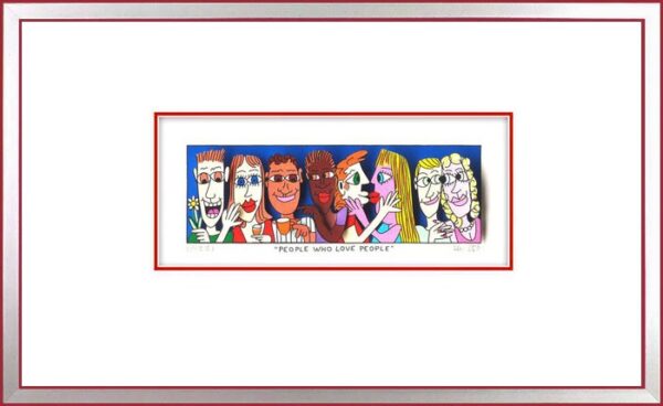 James Rizzi - PEOPLE WHO LOVE PEOPLE - Original 3D Bild drucksigniert-Silber-rot...