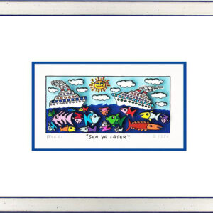 James Rizzi - SEA YA LATER - Original 3D Bild drucksigniert - Bilderrahmen silbe...