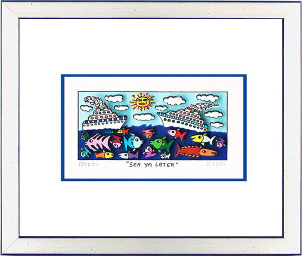 James Rizzi - SEA YA LATER - Original 3D Bild drucksigniert - Bilderrahmen silbe...