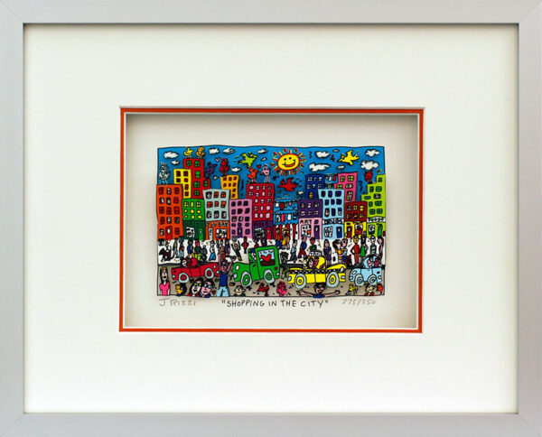 James Rizzi - SHOPPING IN THE CITY - Original 3D Bild drucksigniert