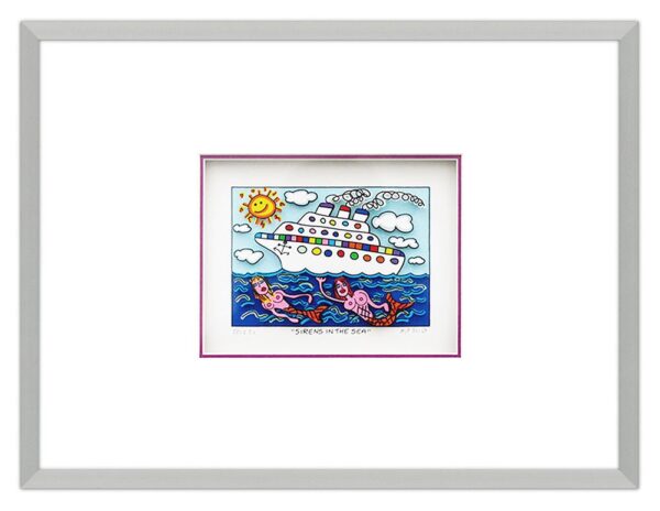 James Rizzi - SIRENS IN THE SEA - Original 3D Bild drucksigniert-alurahmen-AP Ex...