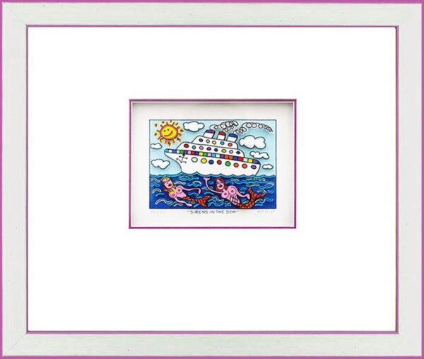 James Rizzi - SIRENS IN THE SEA - Original 3D Bild drucksigniert-Silber-violett-...