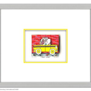 James Rizzi - TAXI CAB - Original 3D Bild drucksigniert-alurahmen-AP Exemplar