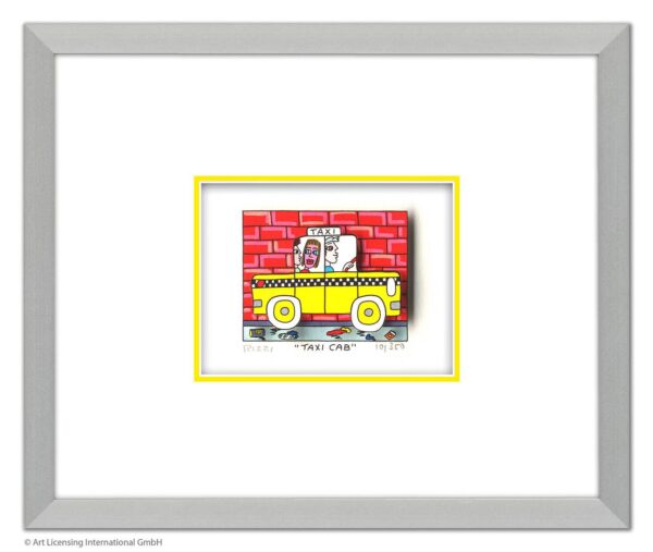 James Rizzi - TAXI CAB - Original 3D Bild drucksigniert-alurahmen-AP Exemplar