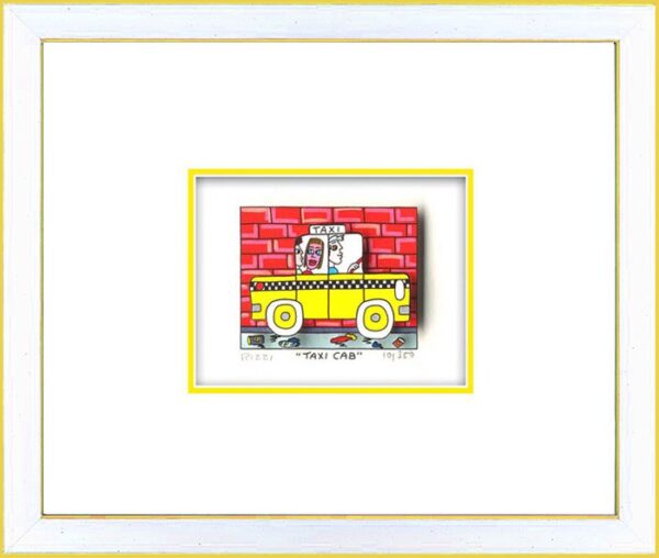 James Rizzi - TAXI CAB - Original 3D Bild drucksigniert-silber gelb-Normale Numm...