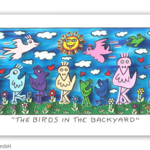 James Rizzi - THE BIRDS IN THE BACKYARD - Original 3D Bild drucksigniert