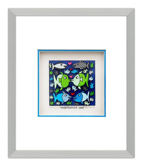 James Rizzi - UNDERWATER LOVE - Original 3D Bild drucksigniert-alurahmen-Normale...