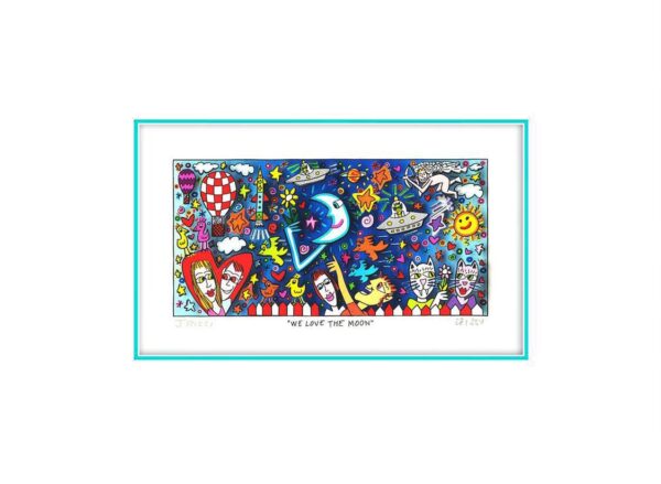 James Rizzi - WE LOVE THE MOON - Original 3D Bild drucksigniert - ohne Rahmen PP...