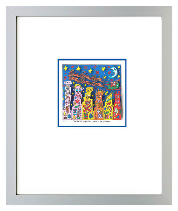 James Rizzi - When Santa Comes To Town - Original 3D Bild drucksigniert-alurahme...