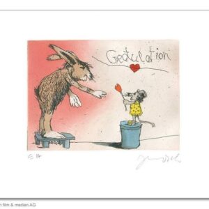 Janosch - GRATULATION DU LIEBER HASE - original Radierung handsigniert - ohne Ra...