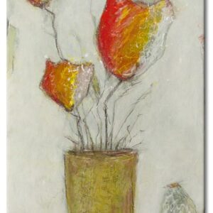 Karin Melé - Les fleurs du jardin I - Original handgemalte Mischtechnik -50 x 12...