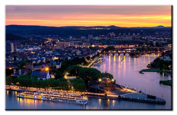 Koblenz At Night - Leinwandbild-50 x 80 cm