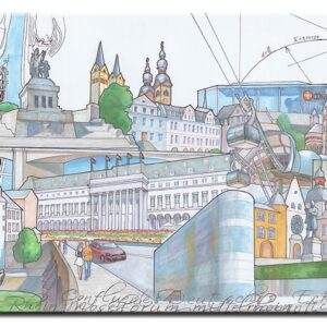 Koblenz Collage mit Forum - Leinwandbild-70 x 110 cm