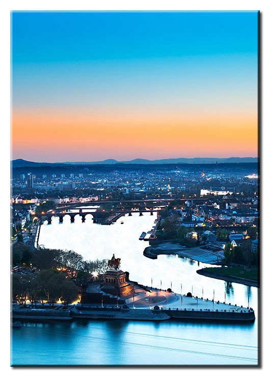 Leinwandbild Koblenz Abendstimmung - Hochformat-100 x 140 cm