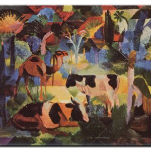 August Macke Bilder - Landschaft mit Kühen und Kamel-100 x 120 cm