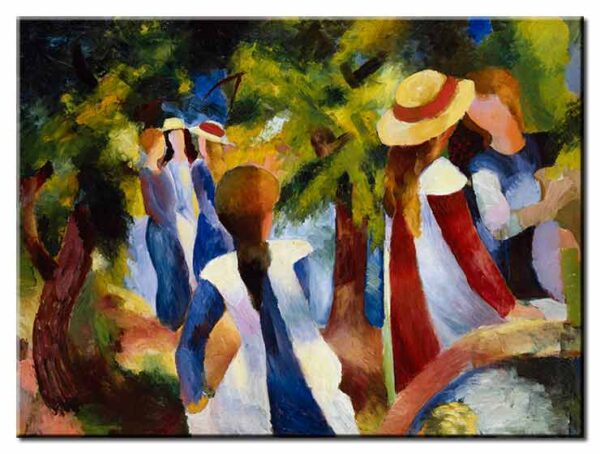 August Macke Bilder - Mädchen unter Bäumen-90 x 120 cm