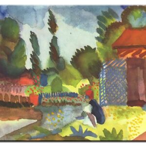 August Macke Bilder - Tunesische Landschaft mit sitzendem Araber-40 x 50 cm