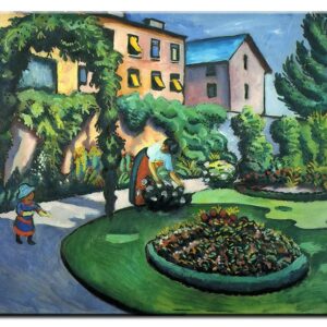 August Macke Bilder - Unser Garten mit blühenden Rabatten-80 x 100 cm