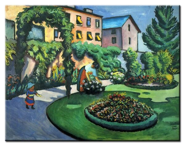 August Macke Bilder - Unser Garten mit blühenden Rabatten-80 x 100 cm