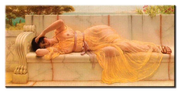 John William Godward Bilder - Mädchen im gelben Tuch-50 x 100 cm