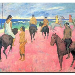 Paul Gauguin Bilder - Reiten am Strand-60 x 80 cm