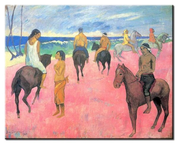 Paul Gauguin Bilder - Reiten am Strand-60 x 80 cm