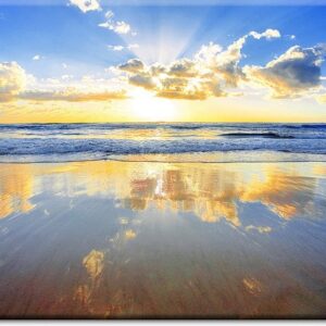 Stimmungsvolles Leinwandbild - Golden sunrise over ocean-80 x 120 cm