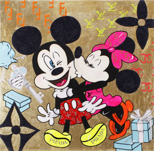 DARIA "ODARKA" HIL - MICKY & MINNIE - I LOVE TIFFANY 80x80 cm Original Mischtech...