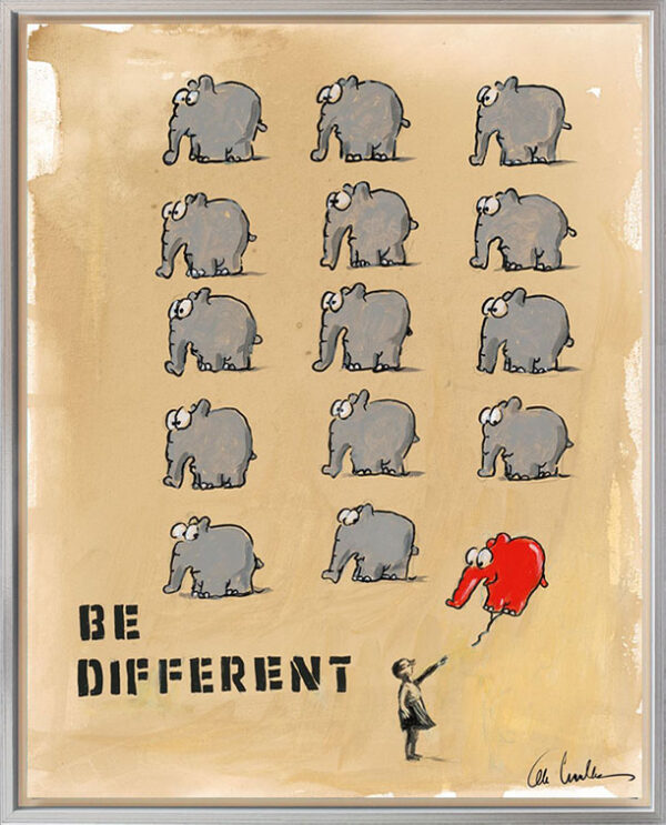 Otto Waalkes - BE DIFFERENT - BANKSY - ORIGINAL PIGMENTGRAFIK AUF LEINWAND