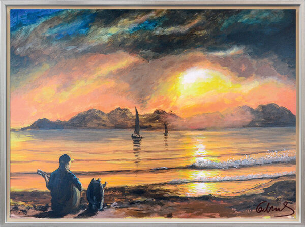 Otto Waalkes - BEACH BOYS IN THE SUNSET - ORIGINAL PIGMENTGRAFIK AUF LEINWAND