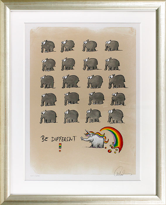 Otto Waalkes Be Different - Einhorn - original Grafik handsigniert