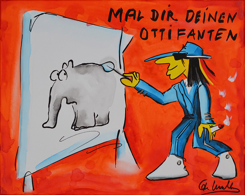 Otto Waalkes - MAL DIR DEINEN OTTIFANTEN - UDO LINDENBERG - ORIGINAL PIGMENTGRAF...