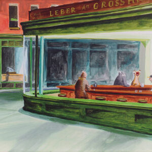 Otto Waalkes - NIGHTHAWKS - ORIGINAL PIGMENTGRAFIK AUF LEINWAND