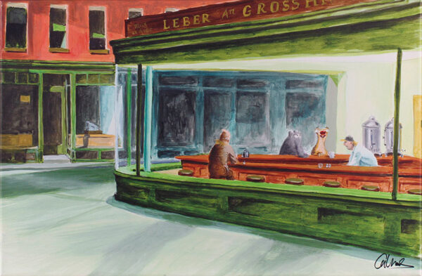 Otto Waalkes - NIGHTHAWKS - ORIGINAL PIGMENTGRAFIK AUF LEINWAND