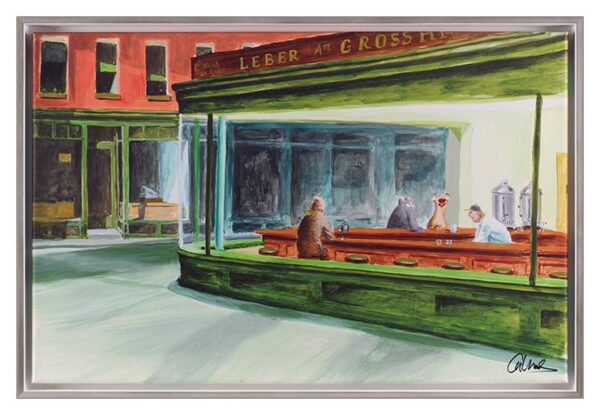 Otto Waalkes - NIGHTHAWKS - ORIGINAL PIGMENTGRAFIK AUF LEINWAND