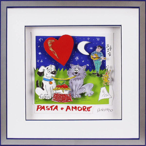 Paolo Randazzo - PASTA E AMORE - CANE E GATTO - Original 3D Bild handsigniert