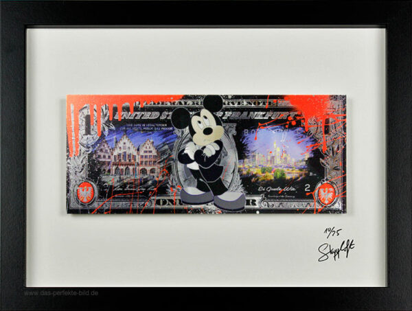 SKYYLOFT - Mickey Maus Frankfurt Dollar - Bild mit Museumsglas und Bilderrahmen