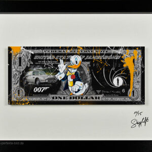 SKYYLOFT - James Bond Dollar - Bild mit Museumsglas und Bilderrahmen