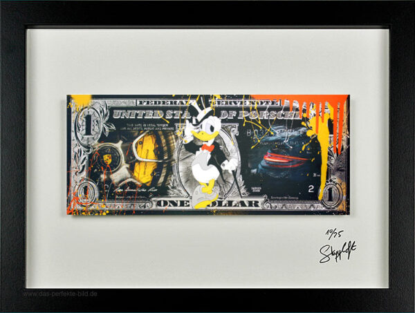 SKYYLOFT - Porsche Donald Duck Smoking Dollar - Bild mit Museumsglas und Bilderr...