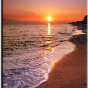 Sonnenuntergang am verlassenen Strand stimmungsvolles Leinwandbild-40 x 50 cm