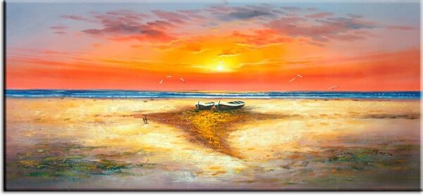 Totti Moreno Bilder - Sonnenuntergang mit Boot-70 x 140 cm