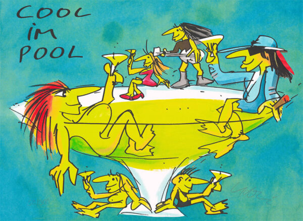 1 Udo LINDENBERG COOL im POOL Version 2023 - original Grafik handsigniert