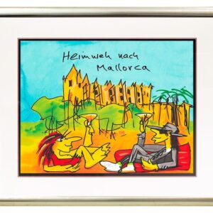 Udo Lindenberg HEIMWEH NACH MALLORCA - original Grafik handsigniert-Holzrahmen S...