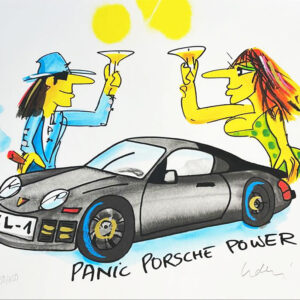 Udo Lindenberg PANIC PORSCHE POWER silbergrau - original Grafik handsigniert