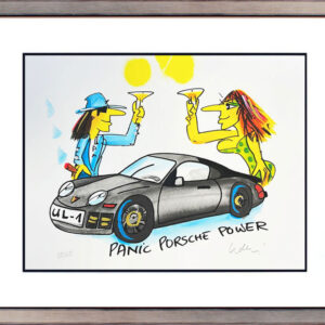 Udo Lindenberg PANIC PORSCHE POWER silbergrau - original Grafik handsigniert